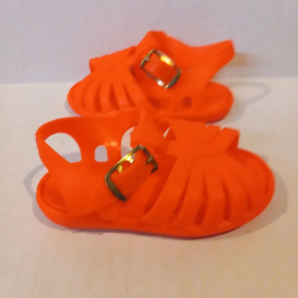 Infant Girls Jelly Sandals-Lot Of 2-Size 2-Clear-Orange-Glitter-Neon-Summer-Fun